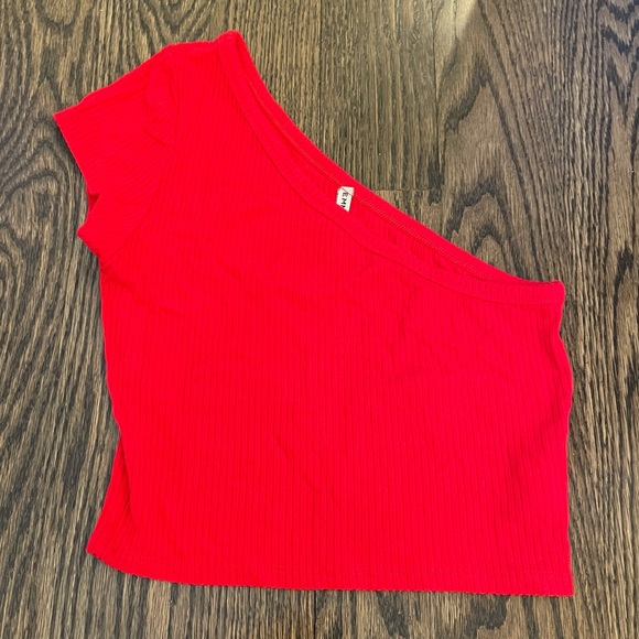Emma & Sam Tops - Emma & Sam one shoulder red crop top